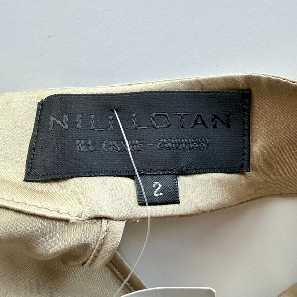 NWT Nili Lotan Vara Lightweight Silk Halter Neck Blouse in Khaki Beige Size 2 - Picture 7 of 11